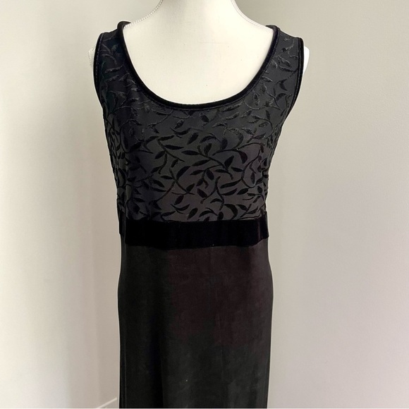 Vintage 90's Michel Antoni Velvet Burnout Sleeveless Maxi Sheath Dress Size 18 - Picture 2 of 6